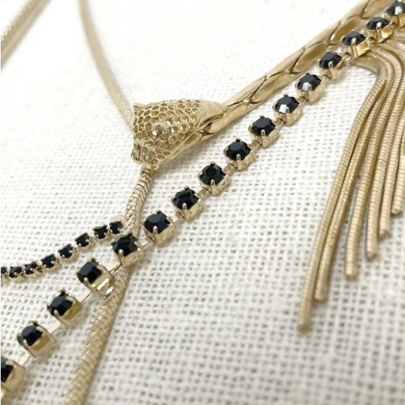 Iosselliani Italian Gold Tone Necklace Avant-garde Drop - Picture 4 of 7